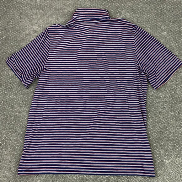Criquet Polo Shirt Men's XL Blue Red White Stripe Striped Golf Stretch - Picture 3 of 8